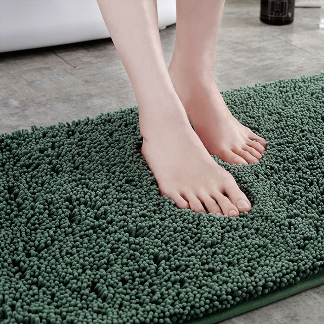 Alfombra de baño de Material de microfibra peluda súper absorbente, lavable a máquina, alfombra de ducha de suelo impermeable de Color sólido para baño